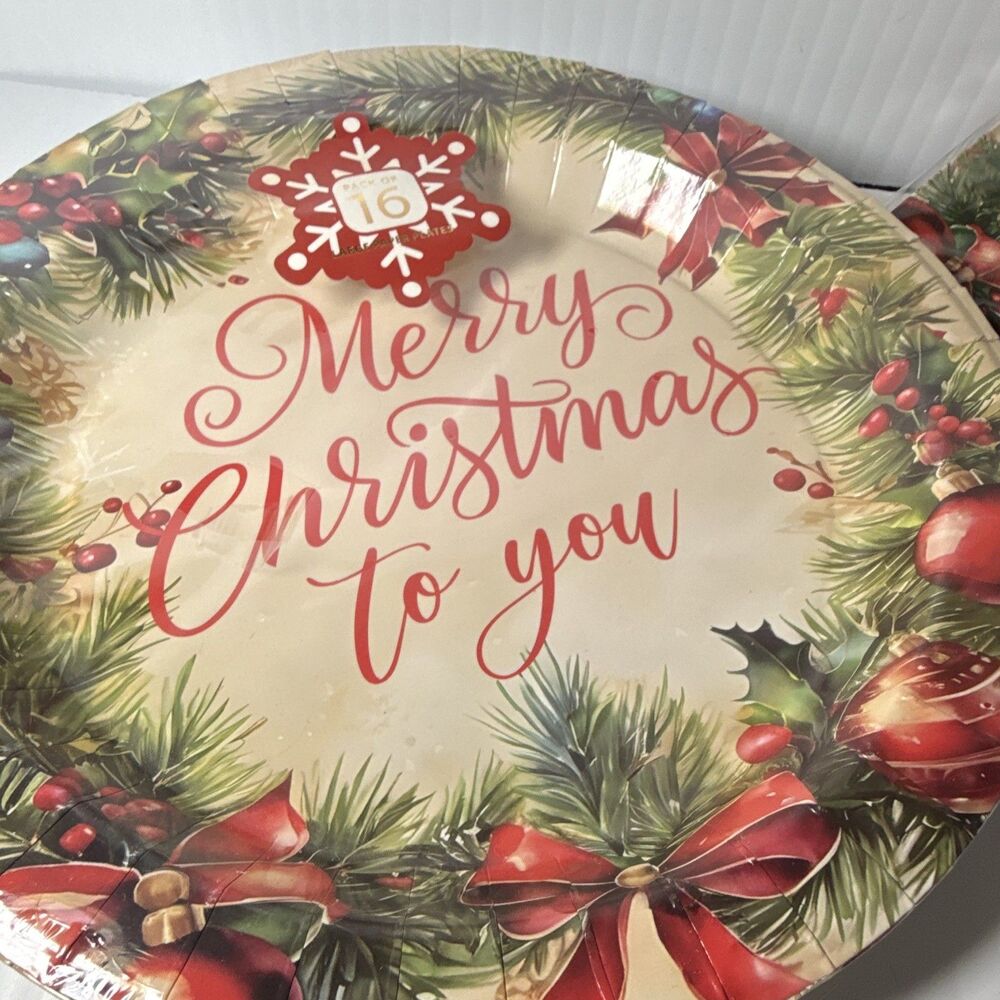 North Pole Print Shop Merry Christmas to You 48ct Paper Plates & Napkins - Picture 2 of 7